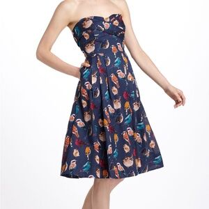 Anthropologie Maeve Native Birds Strapless Dress Size 6